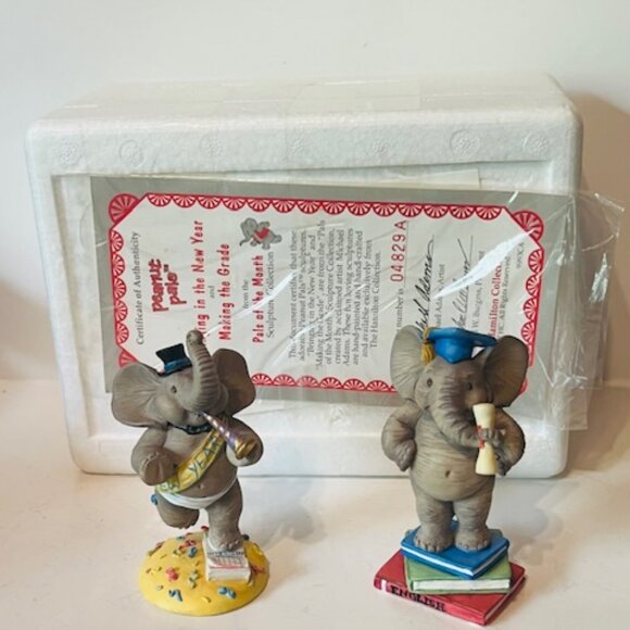Elephant Figurine vtg Hamilton Collection BOX Pals Month New Year Making Grade - Picture 7 of 7